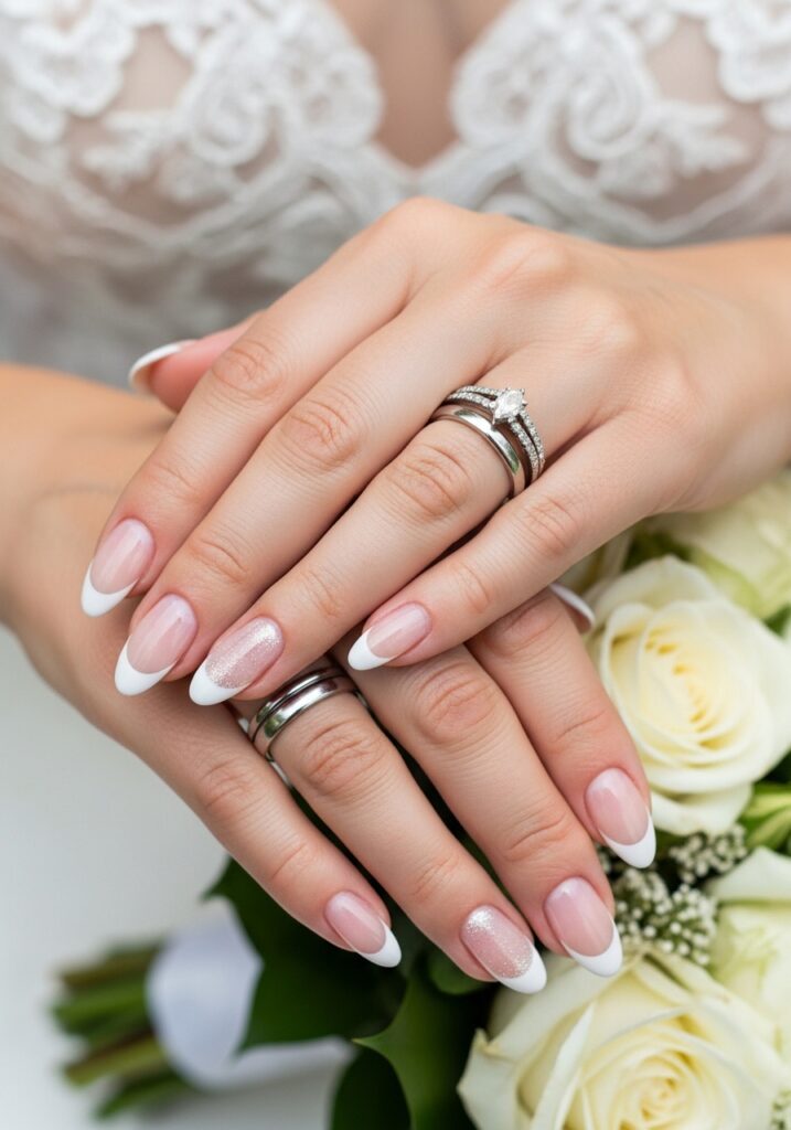 1. Classic French Bridal Nails