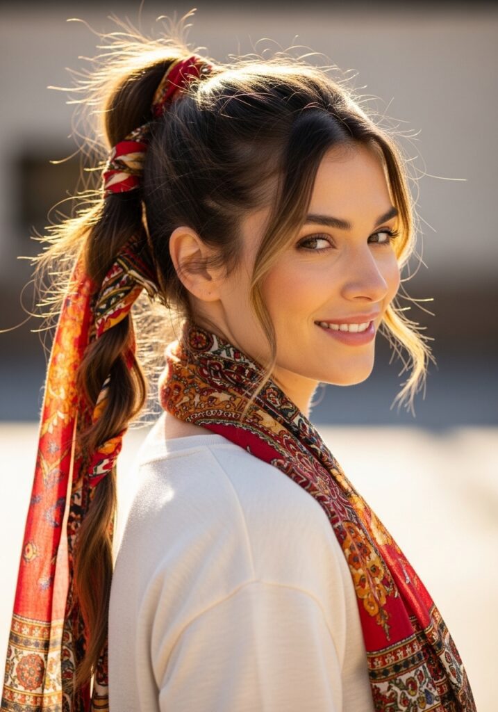 15. Scarf Ponytail