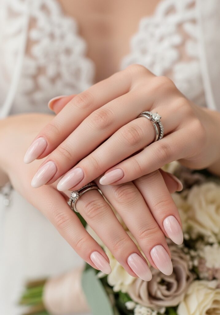2. Nude Glossy Bridal Nails