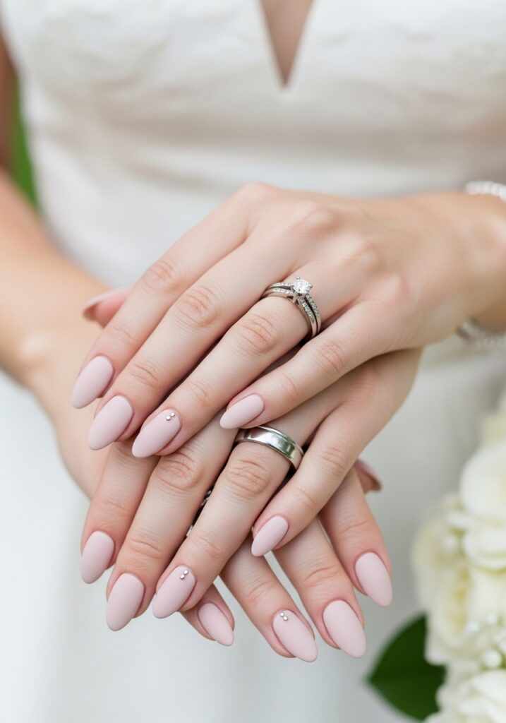20. Matte Nude Bridal Nails