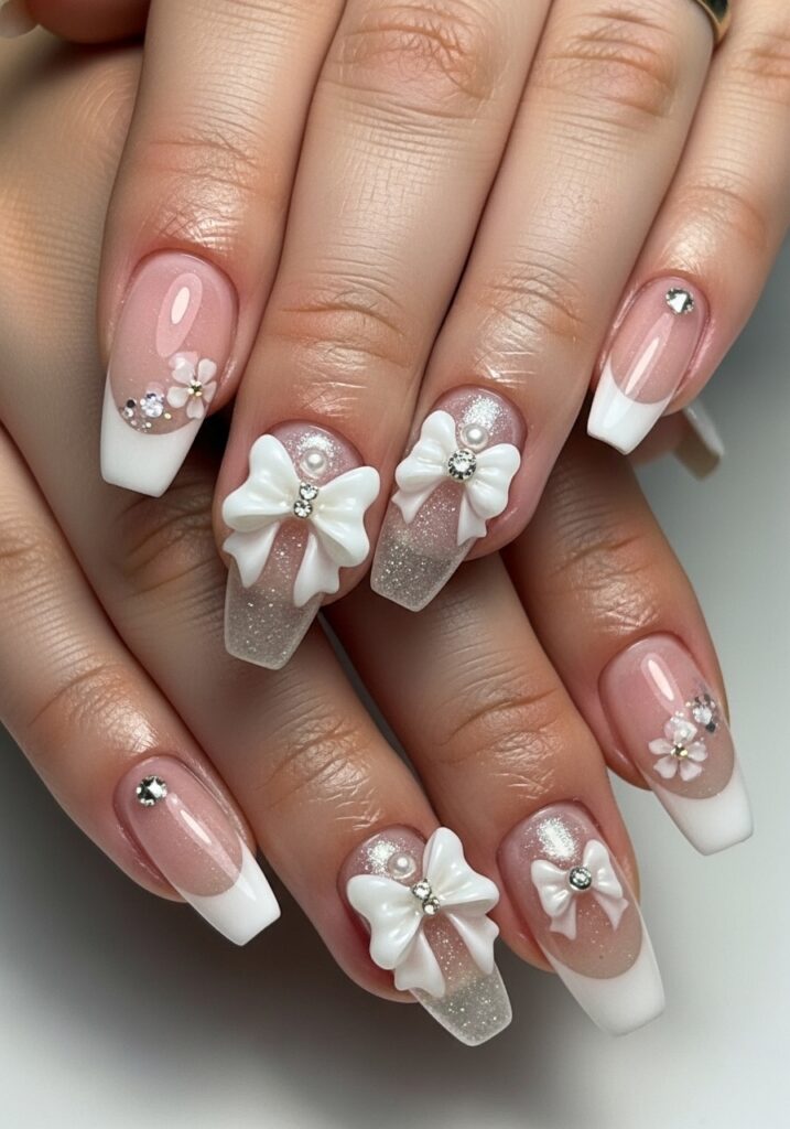 26. Bridal Bow Nail Art