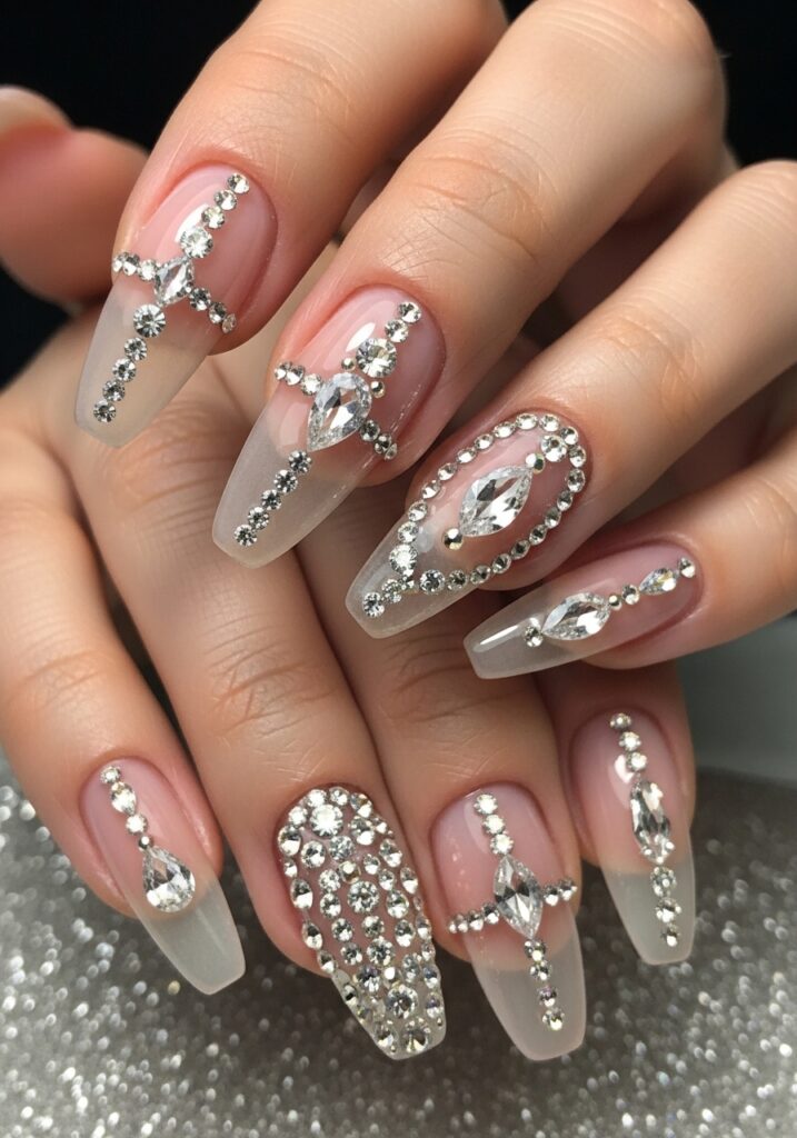 29. Elegant Swarovski Crystal Nails