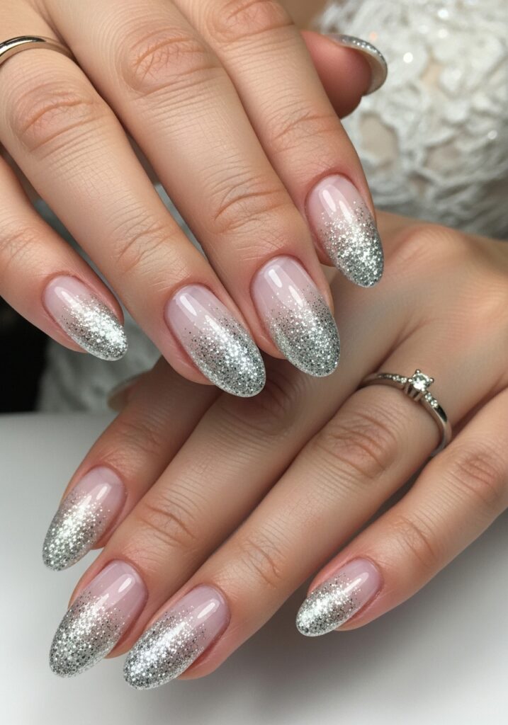 5. Glitter Ombre Wedding Nails