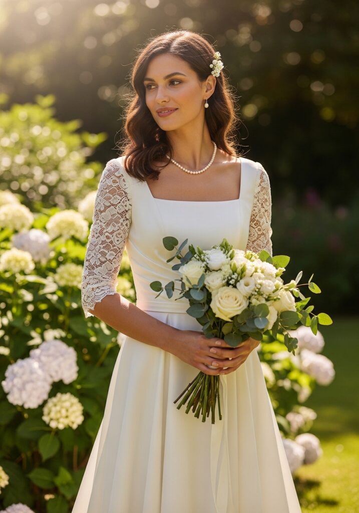 8. Square Neckline Wedding Dresses