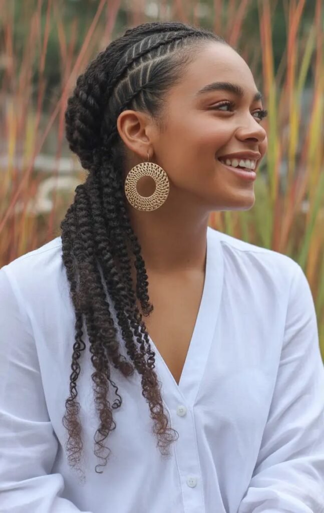 Braided crown wrapped around the head with the ends hidden underneath