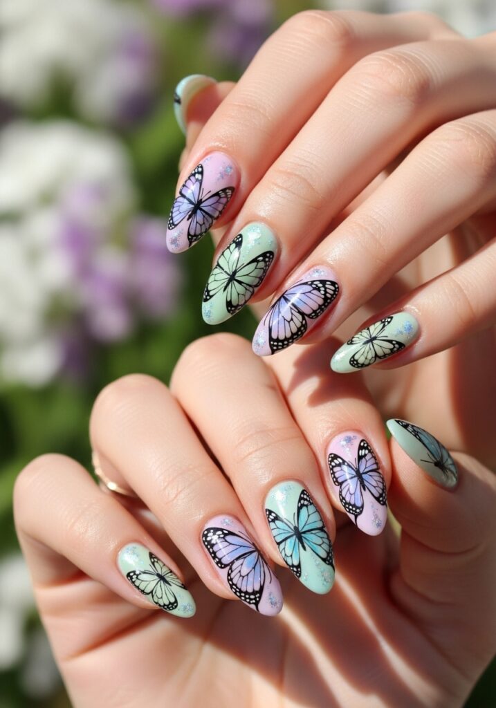 Butterfly Accent Nails