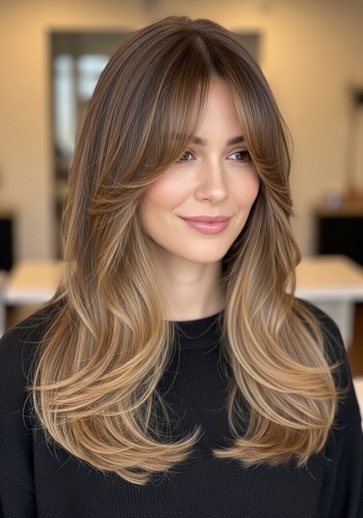 Curtain Bangs with Long Layers