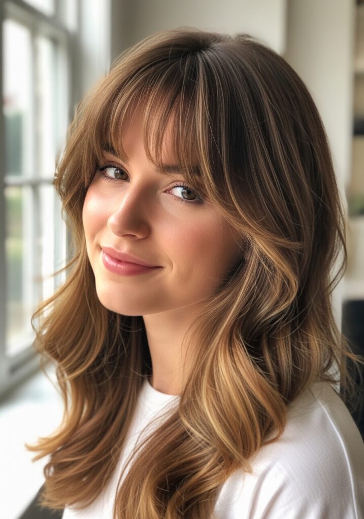 Curtain Bangs with Loose Waves