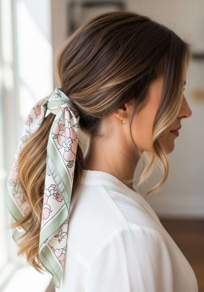 Elegant Hair Scarf Ponytail