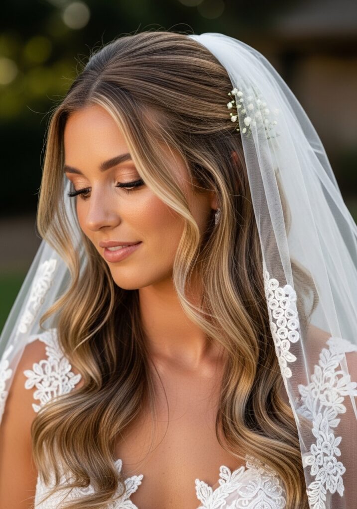 Long Bridal Waves with Veil