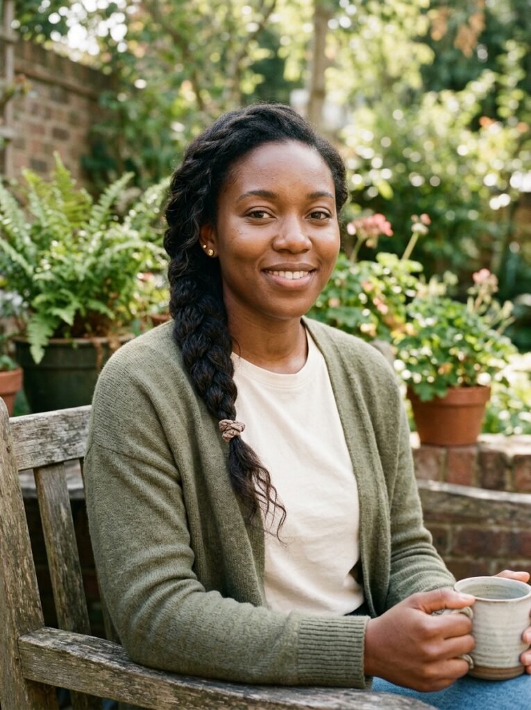 Everyday protective braids worn loose with no tension visible at the hairline
