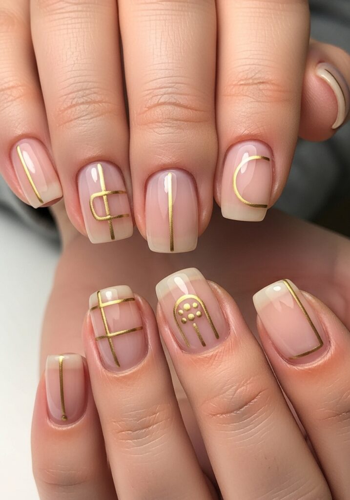 Minimal Gold Line Nails