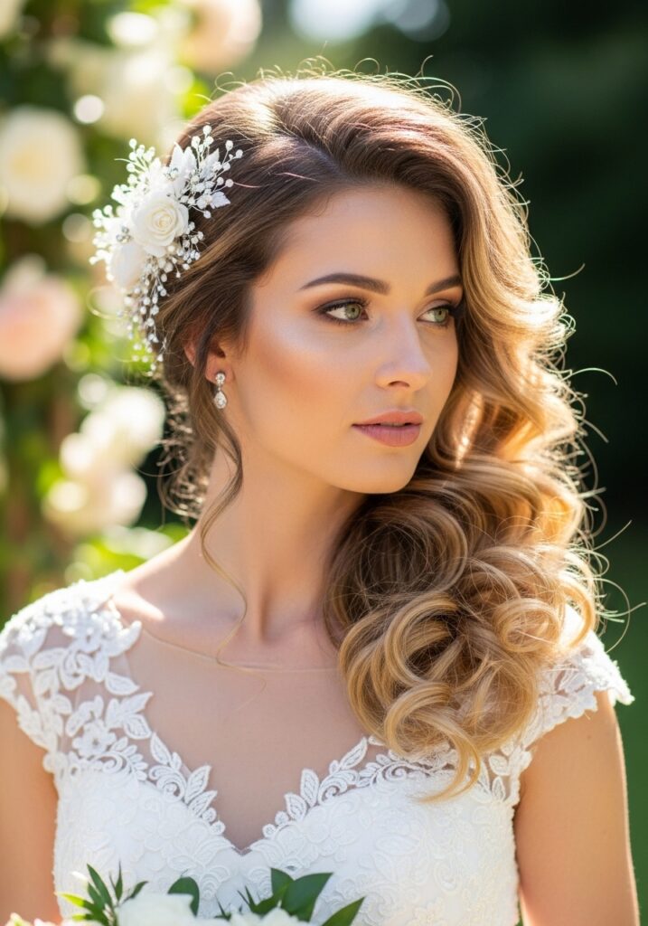 Side Swept Bridal Curls