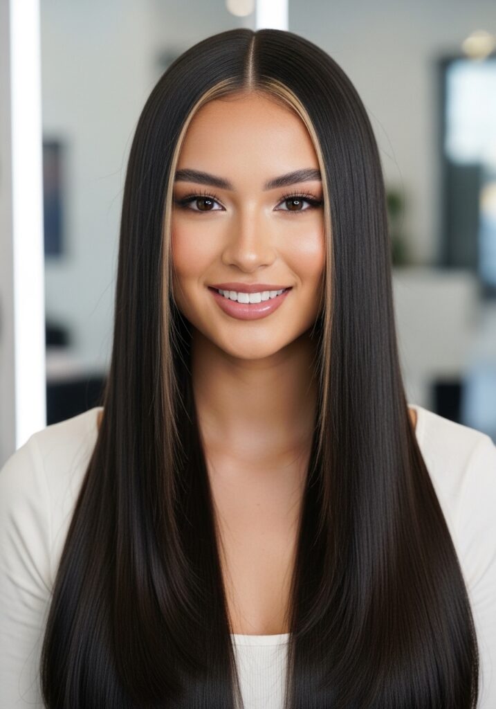 Sleek Middle Part