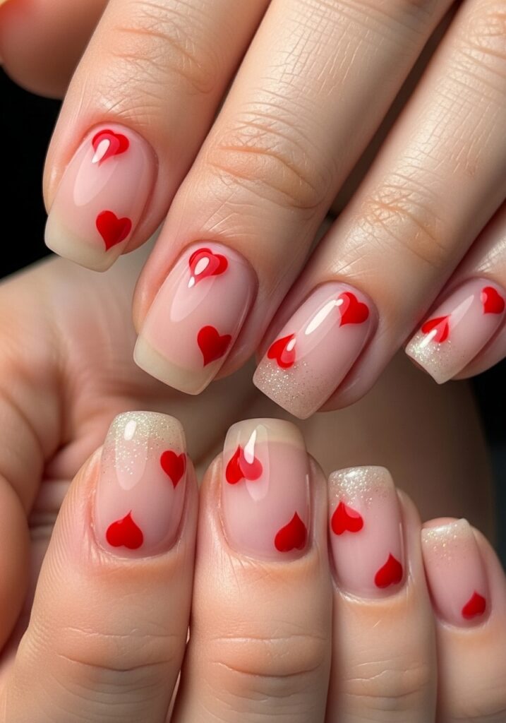 Tiny Heart Accent Nails