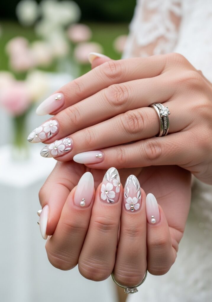Baby Boomer Bridal Nails
