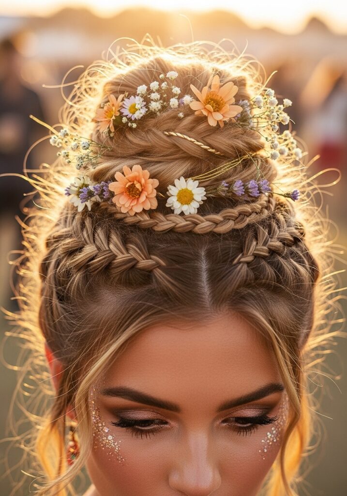 Boho Braided Bun for Festival Vibe