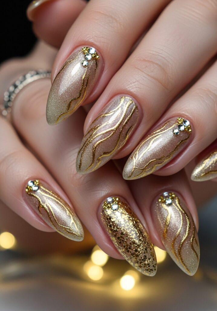 Champagne Shimmer Nails