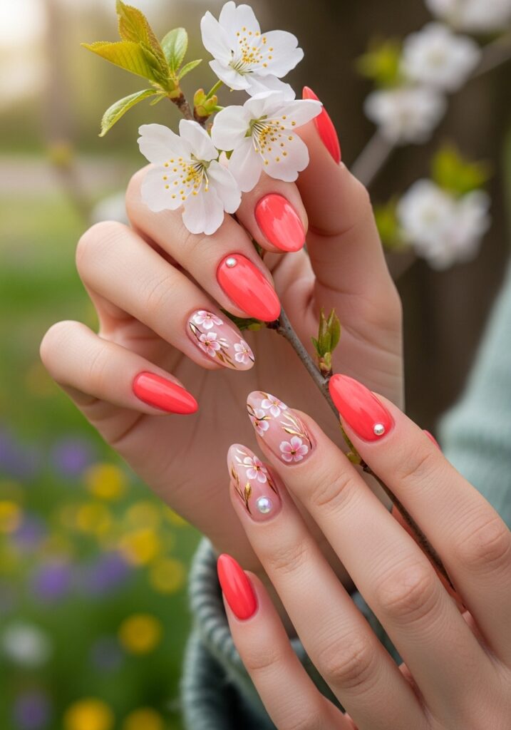 Coral Pop Nails