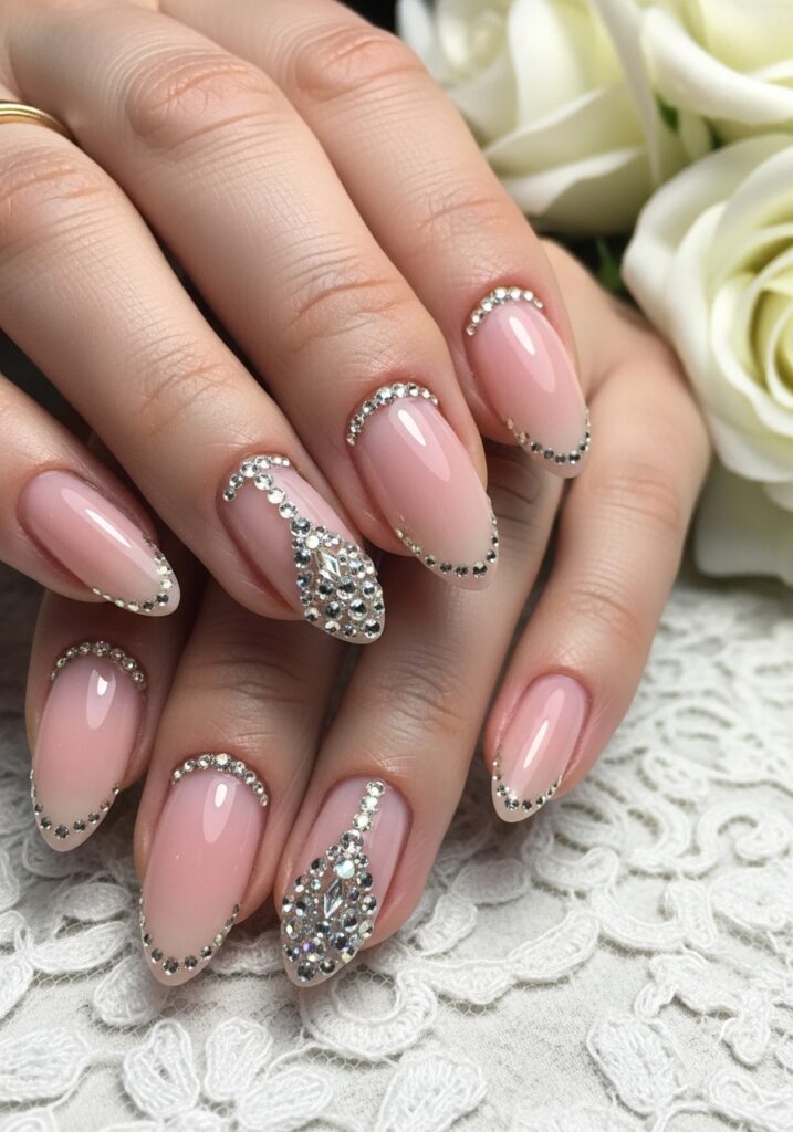 Crystal Accent Bridal Nails