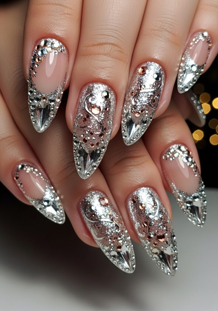 Crystal French Tip Nails