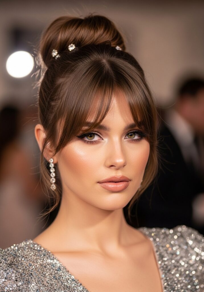 Curtain Bang Bun Modern Style