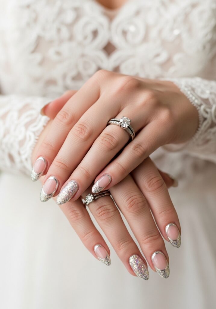 Diamond Dust Bridal Nails