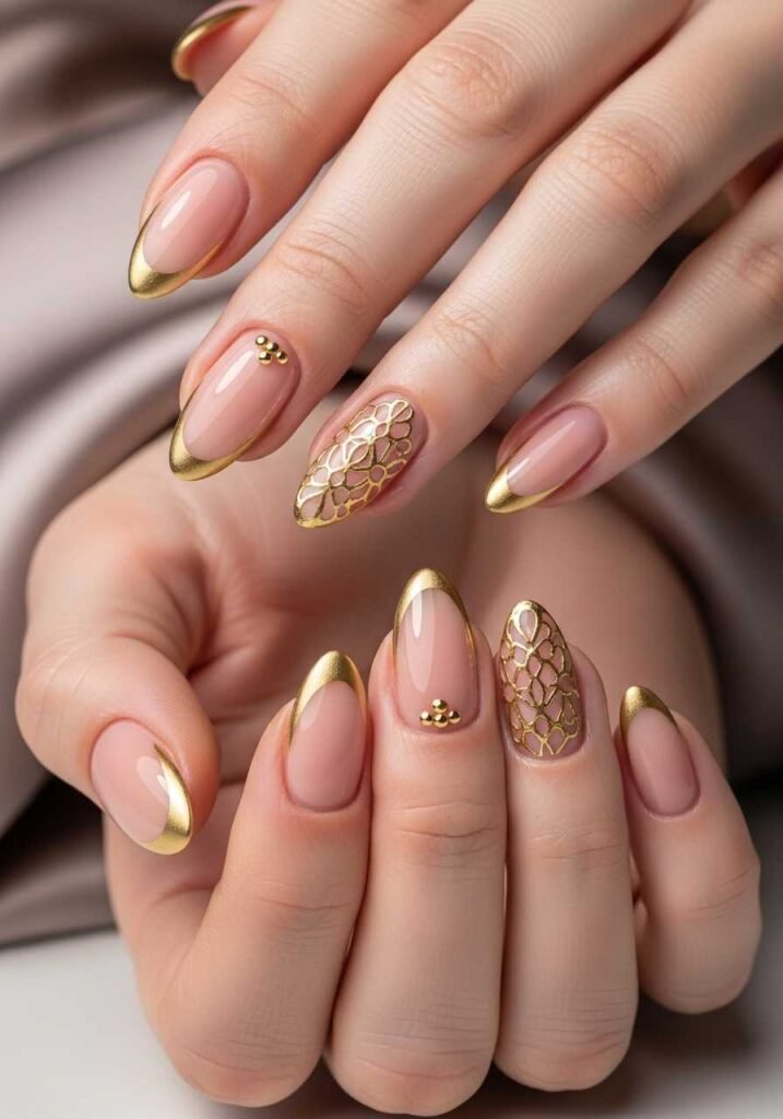 Elegant Gold Cuticle Nails