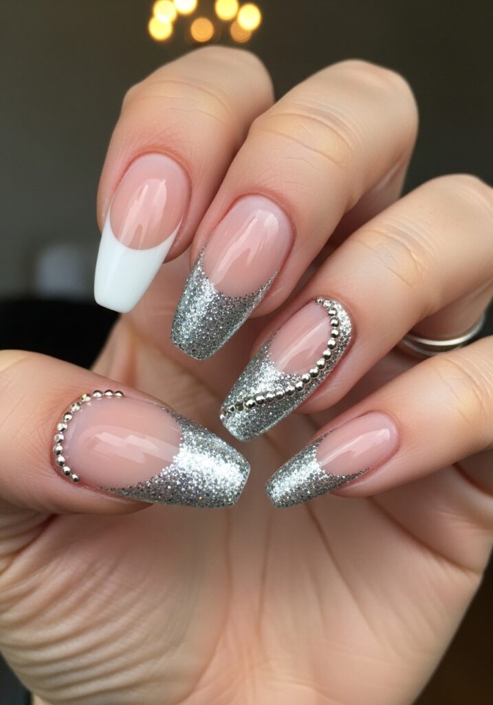 French Tip with Glitter Twist