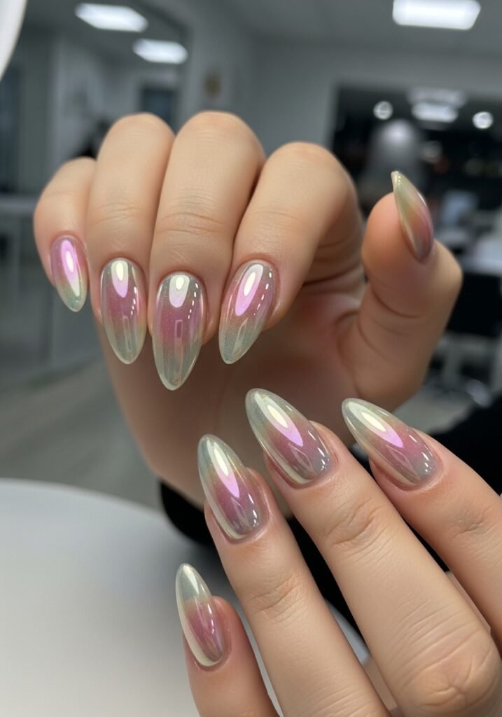Glazed Donut Chrome Nails