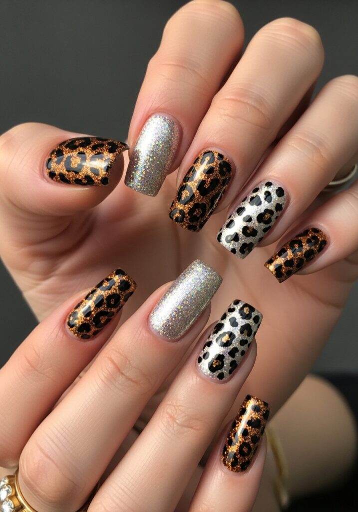 Glitter Animal Print Nails