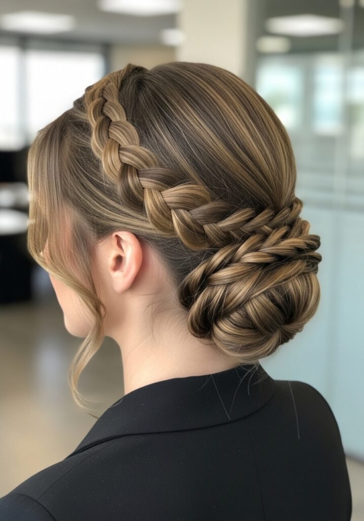 Hidden Bun with Braided Crown