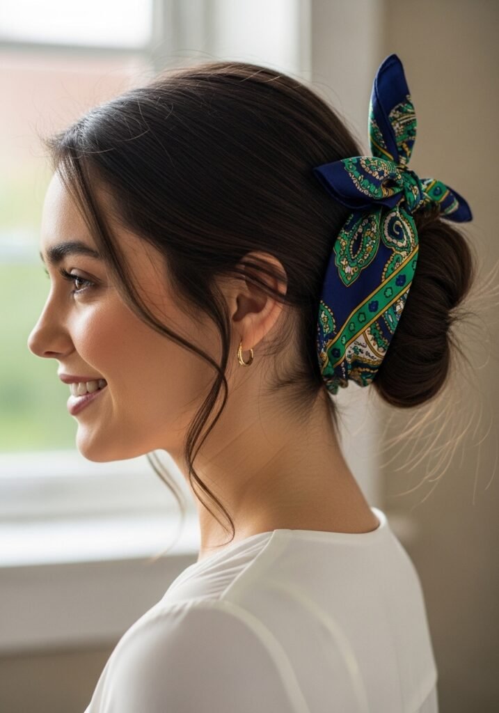 Hidden Bun with Hair Scarf