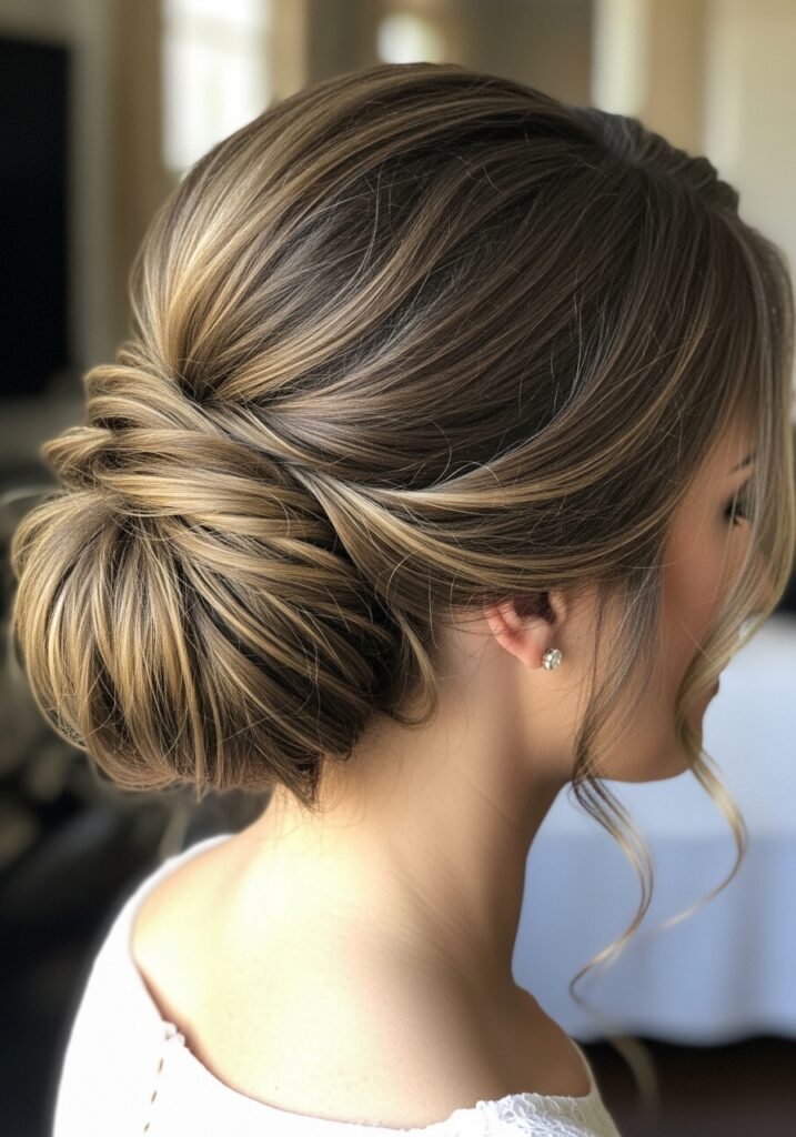 Low Messy Bridal Bun Soft Style