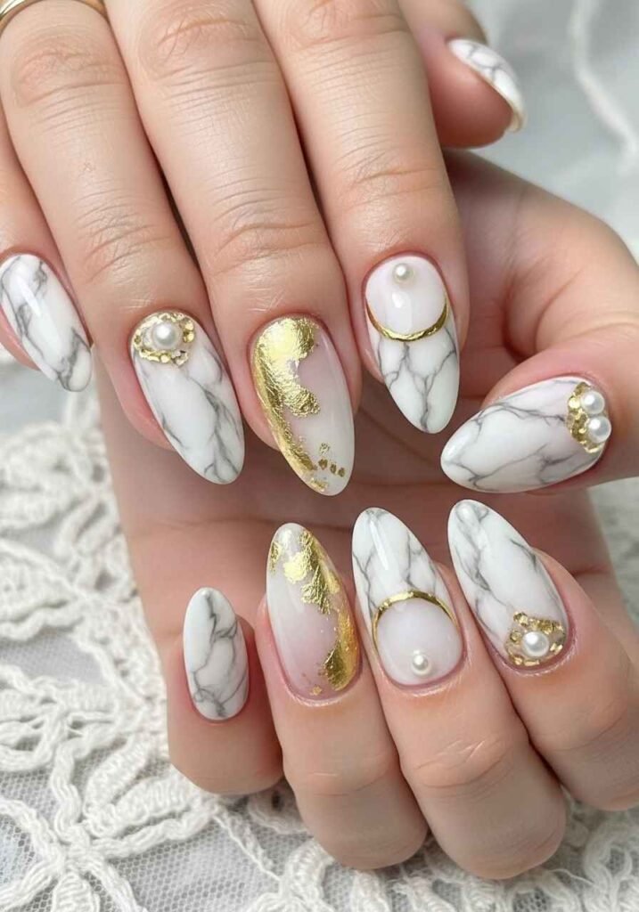 Marble Bridal Nails