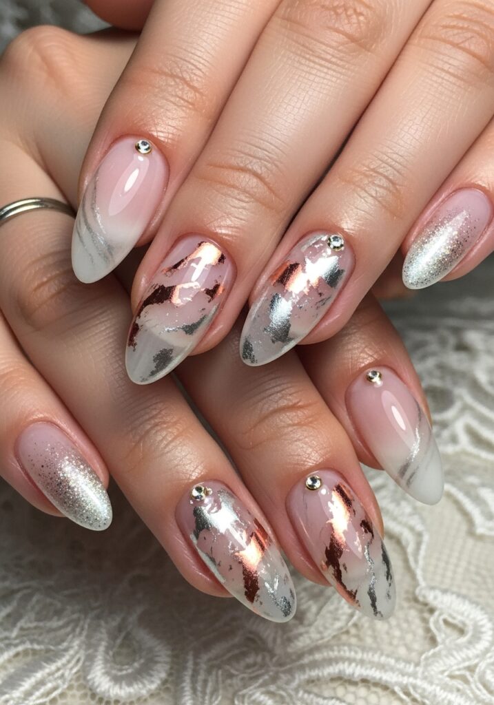 Marble Effect Bridal Nails