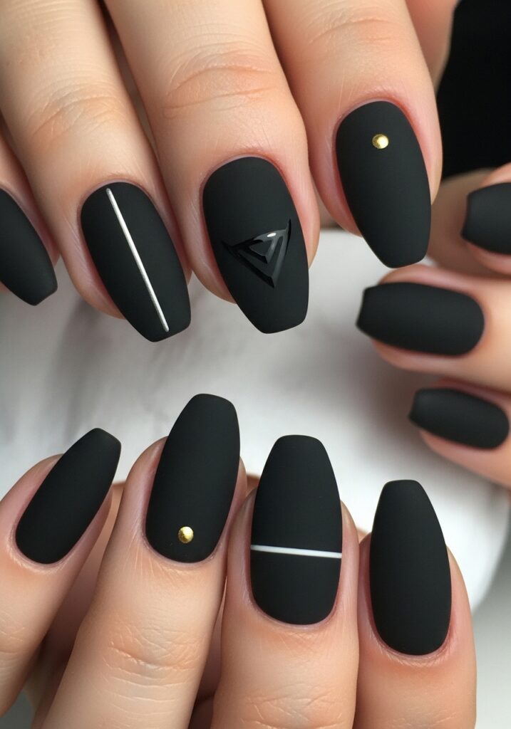 Matte Black Minimal Nails
