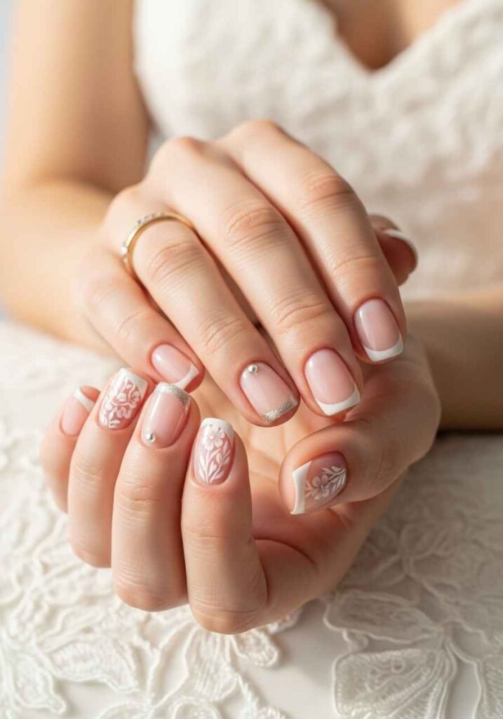 Micro French Bridal Nails