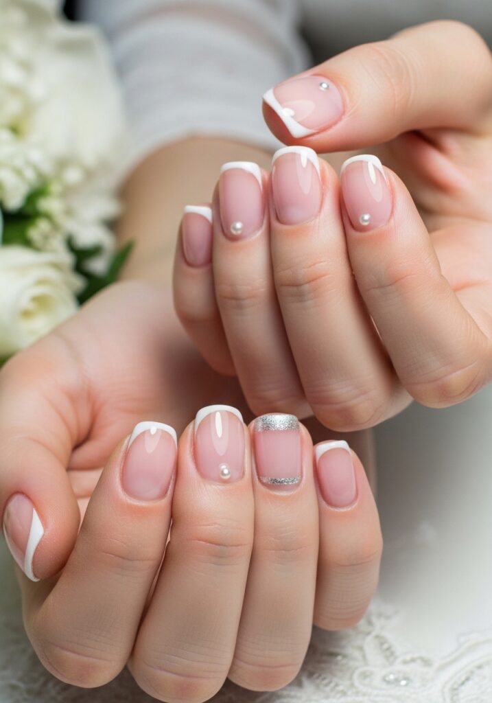 Micro French Bridal Nails