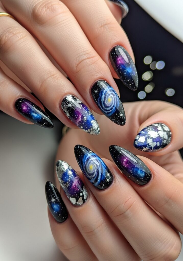 Midnight Galaxy Nails