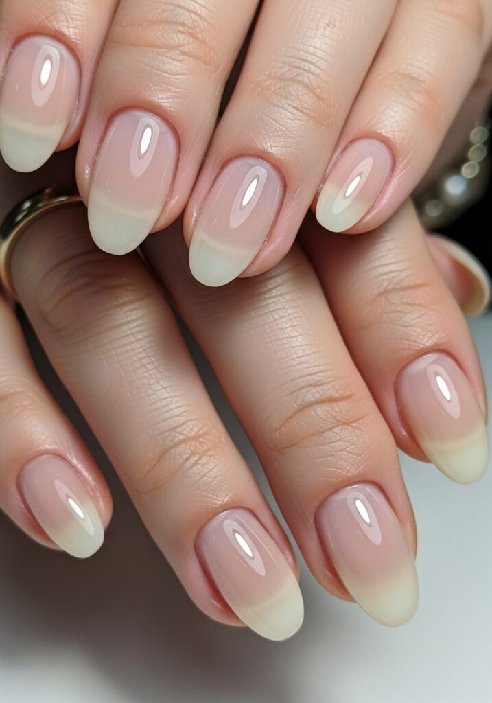 Milky Beige Glass Nails 