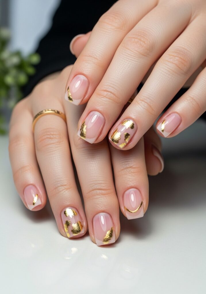 Minimal Gold Foil Nails