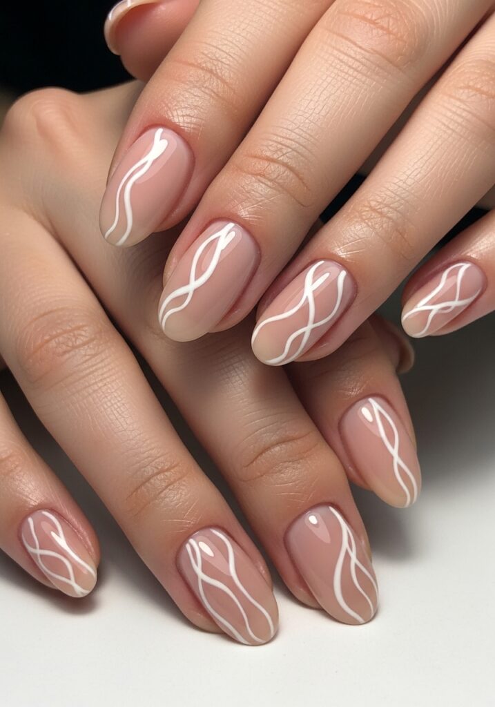 Minimal Nude Swirl Nails 