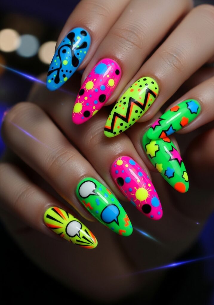 Neon Pop Acrylic Nails