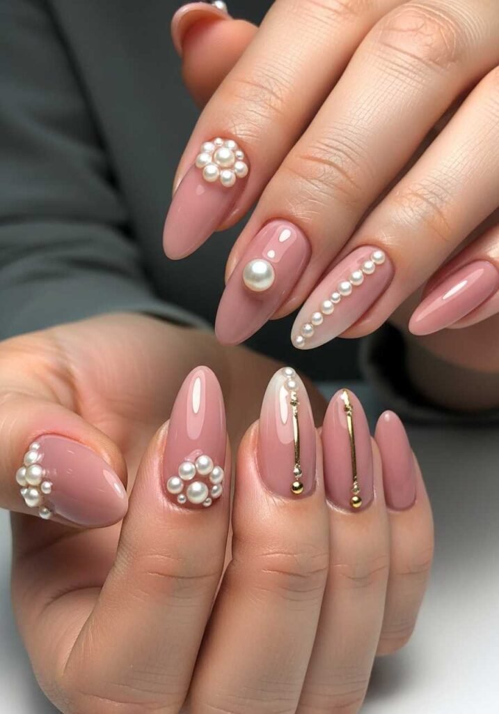Pearl Accent Luxury Nails