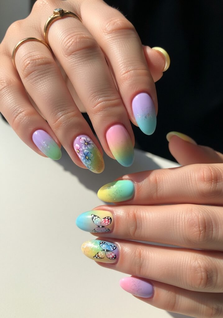 Rainbow Pastel Nails