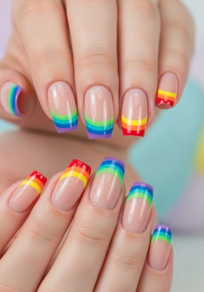 Rainbow Tip Nails