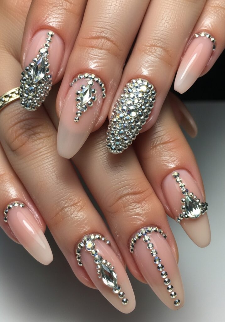 Rhinestone Glam Acrylic Nails