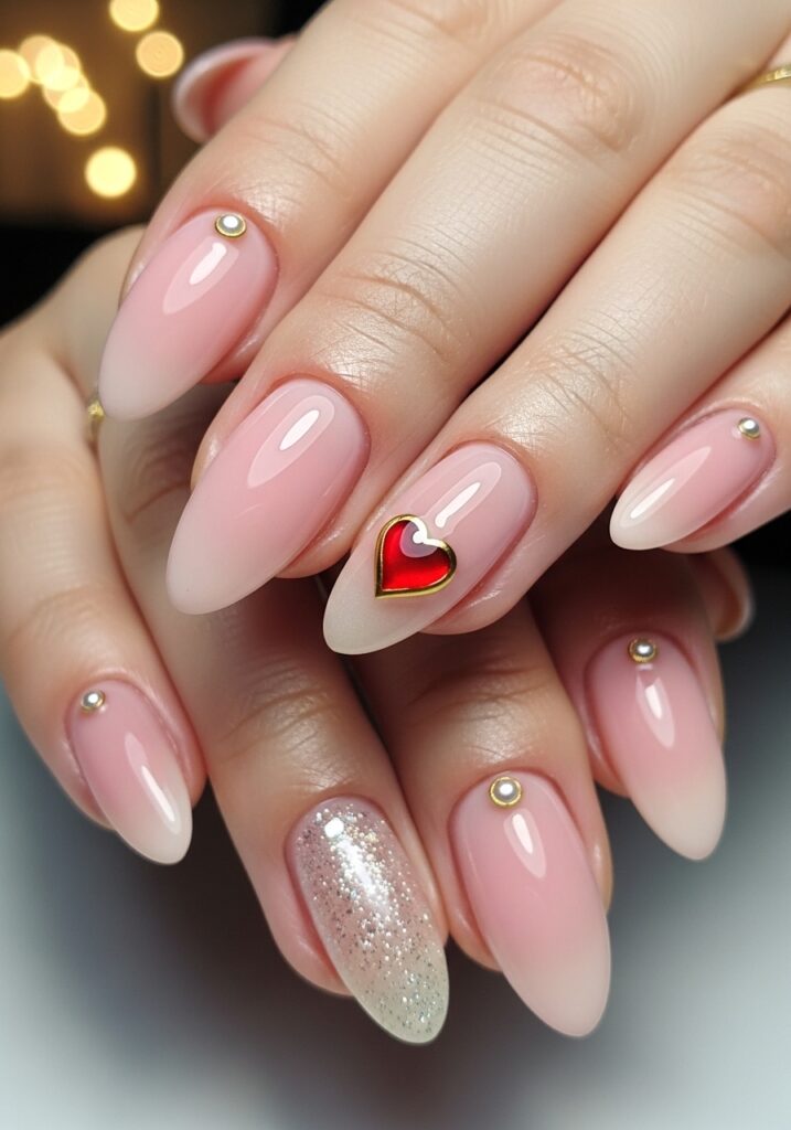 Romantic Heart Accent Nails