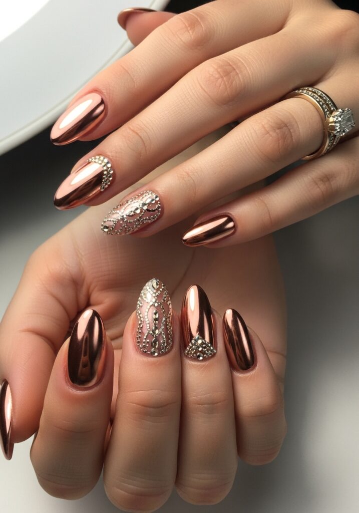 Rose Gold Bridal Nails